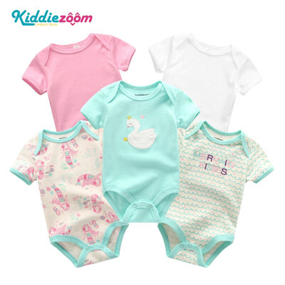 

5PCSLot Unicorn Baby Girl Clothes Cotton Babywear Bodysuits One-Piece Baby Boy Clothes Rompers Newborn 0-12M Short Sleeve