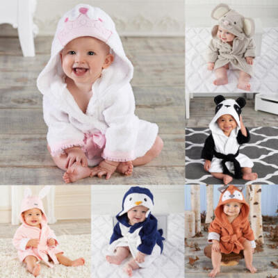 

USA Boy Girl Animal Bathrobe Baby Hooded Bath Towel Infant Bathing Honey Baby