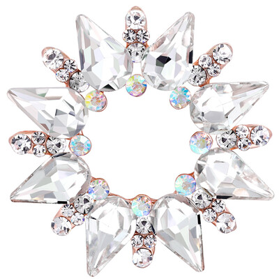 

Round Wedding Brooch Pins Zircon Crystal Rhinestones Brooches for Women