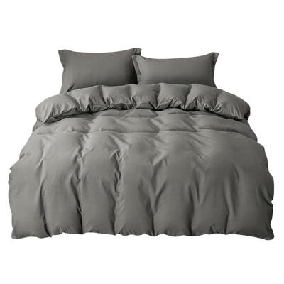 

4pcs Simple Solid Soft Bedding Set Quilt Sheet Pillowcases Home Accessories