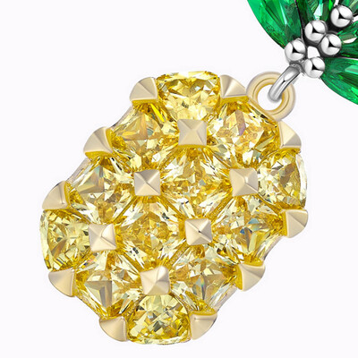 

New Arrival Fashion Europe&The United States Inlaid Zircon 925 Silver Pineapple Silver Needle Pineapple Earrings