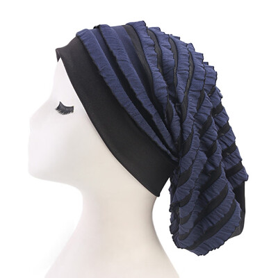 

Muslim Women Elastic Turban Hijab Hat Stripes Cancer Chemo Cap Head Scarf