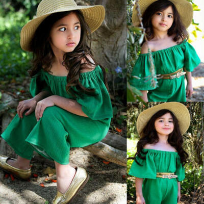 

Toddler Kids Baby Girls Off Shoulder Romper Bodysuit Jumpsuit Outfits Clothes