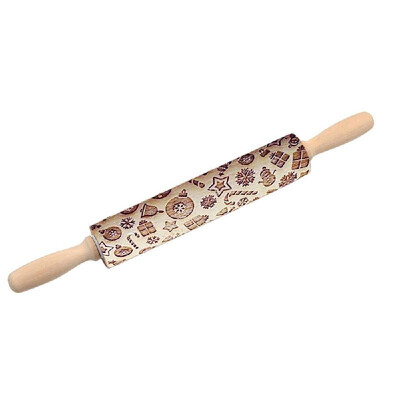

Christmas Snowflake Cat Wooden Rolling Pin Embossing Baking Cookies Noodle Biscuit Fondant Cake Dough Patterned Roller Christmas E