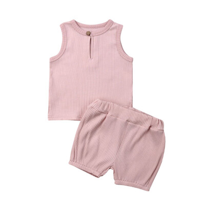 

Summer Newborn Infant Toddler Kids Baby Boy Girl Casual Pure color Tops T-ShirtShorts 2PCS Outfits Clothes