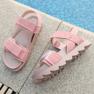 

Roman shoes schoolgirl fashion summer Roman flat-bottomed Korean version of 100 magic paste sandals woman