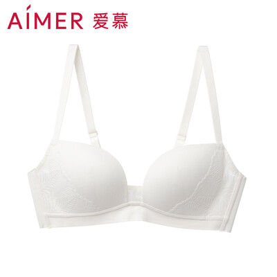 

Amour underwear Yuemu source 34 cup no support medium thick mold cup lace smooth gathering adjustment small chest ladies bra AM172241 meters white C80