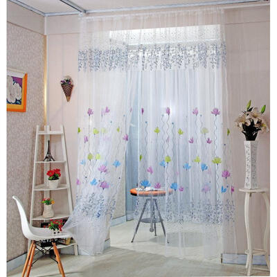 

Fashion Colorful Print Sheer Curtain Panel Window Balcony Tulle Room Divider Valances