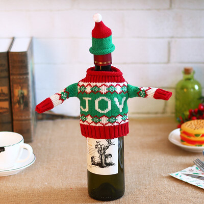 

FUNNYBUNNY Christmas Knit Christmas Elk Wine Bottle Set Creative Sweater Wine Set Holiday Decorations