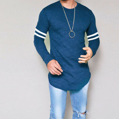 

Mens Long Sleeve Blouse Tops T-Shirt Basic Crew Neck Slim Fit Muscle Clothing