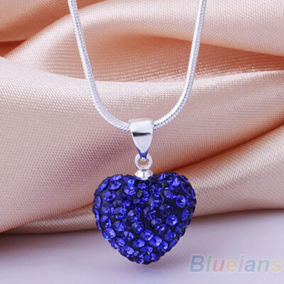 

Women\s Fashion Rhinestones Love Heart Pendant Choker Chain Necklace Jewelry