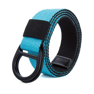 

Trend new stripe color Unisex belt Double ring buckle canvas Men belt fashion casual youth student belt