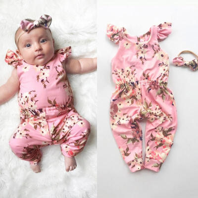 

Lovely Newborn Toddler Baby Girl Summer Clothes Romper Bodysuit Sunsuit Outfit Headband