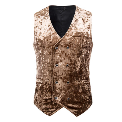 

Toponeto New Style For Men In Autumn Winter Fashion Golden Velvet Business Leisure Vest