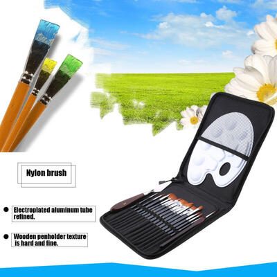 

Greensen 18Pcs Gouache Brush Nylon Hair Wood Handle Brush Watercolor Oil Painting Tool Set