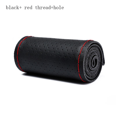 

Automotive interior protection accessories Car Steering Wheel Cover Top Layer Leather with hole Cowhide Braid Needles Thread