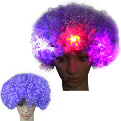 

〖Follure〗Party Disco LED Flash Clown Hair Football Fan-Adult Afro Masquerade Hair Wig