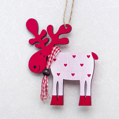 

JPGIF Painted Wood Elk Pendant Christmas Tree Decoration Xmas Decor Deer Ornaments