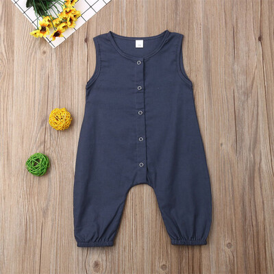 

Toddler Newborn Baby Girls Boys Solid Sleeveless Jumpsuit Romper Clothes Outfits