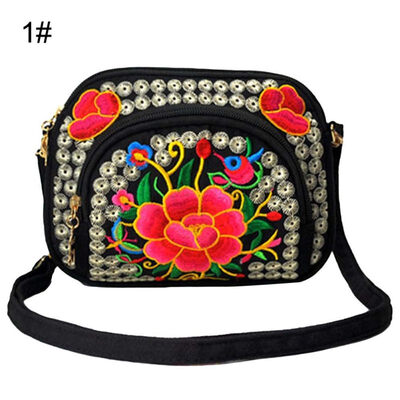 

Women Ethnic Flower Embroidery Mini Canvas Crossbody Shoulder Bag Phone Holder
