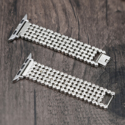 

〖Follure〗Luxury Alloy With Crystal Link Bracelet Watch Band Strap For Apple Watch 42MM BK