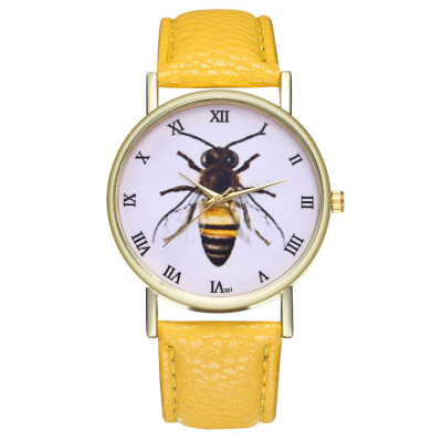 

Hardworking bee Drop shipping New Womens Fashion Geneva Roman Faux Leather Analog Quartz Wrist Watch Montre Femme Relogio