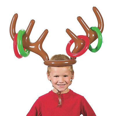 

Christmas Inflatable Deer Head Ring Animal Head Ring Throwing Circle Toy Game Props Christmas Decoration