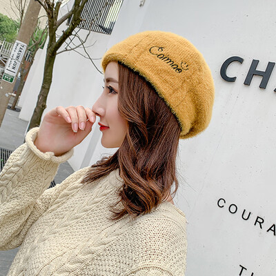 

Beret womens autumn&winter net red same British Retro Black painter hat Korean version sweet&lovely smiling face bud hat