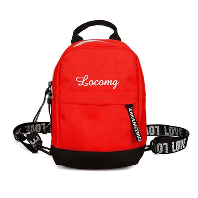 

Women Fashion Canvas Backpack Letters Print Contrast Color Hip Hop Cool Waist Bag Totes