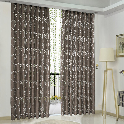 

Gobestart 2 PCS Vines Leaves Tulle Door Window Curtain Drape Panel Sheer Scarf Valances