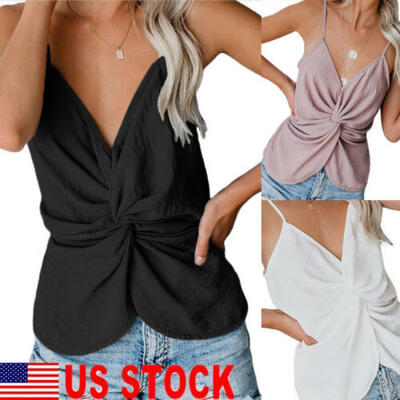 

Womens Boho Tank Tops Sleeveless Loose Vest Blouse Summer Casual T-shirt Cami US