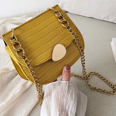 

Tailored Womens Fashion Stone Shoulder Bag Chain Diagonal Bag Solid Color Handbag