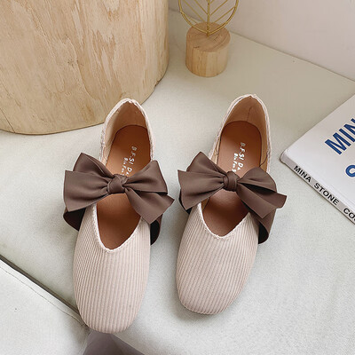 

Single-shoe womens summer grandmas shoes flat-bottom bow light-on shoes summer fairys soft shoes