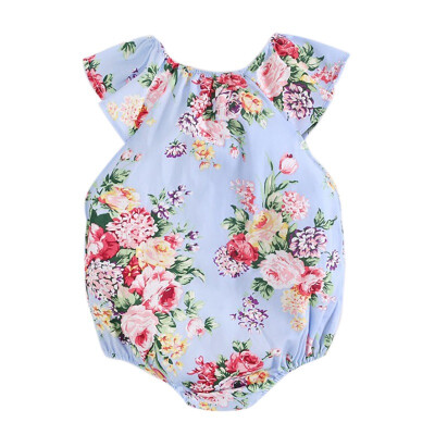 

Summer Newborn Baby Girls Floral Rompers Set Flare Sleeve Bodysuit Jumpsuit With Headband