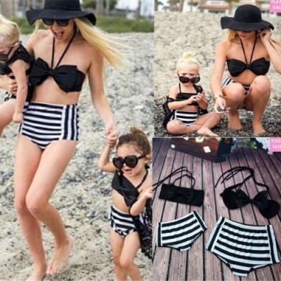 

Family Matching Swimwear Mother Daughter Women Kids Baby Girls Swimsuit Bikini