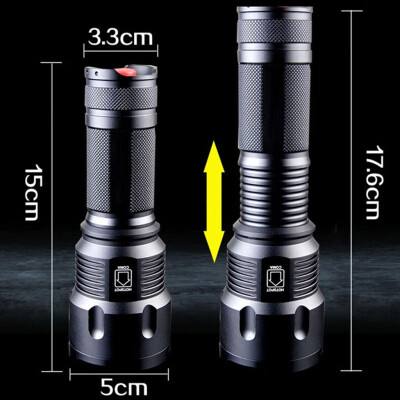 

Saidsome T6 LED Flashlight Torch Telescopic Zoom Glare Outdoor Lighting 26650 flashlight lamp