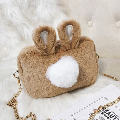 

Tailored Fashion Women Rubbit-Like Plush Crossbody Bag Chain Weird Bag Cute Shoulder Bags