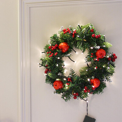 

Tailored 30CM Christmas Red Apple Wreath Door Wall Berry Ornament Garland Decoration