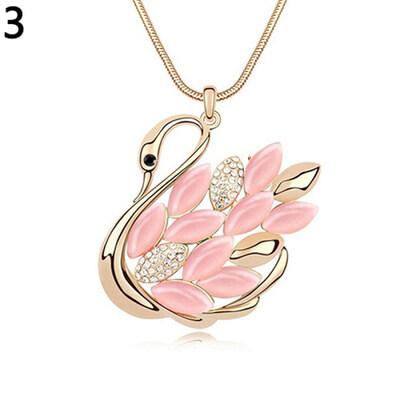 

Women Fashion Sweater Chain Necklace Rhinestone Cat Swan Owl Pendant Jewelry Gift