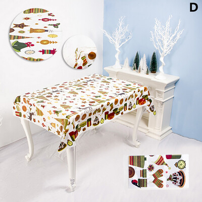 

Gobestart Disposable Tablecloth Creative PVC Christmas Print Tablecloth Table Party Decor