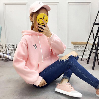 

New Fashion Women Hoodie Hoody Sweatshirts Drawstring Pockets Pullover Hooded Loose Tops BluePinkWhite