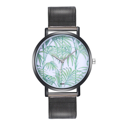 

〖Follure〗Woman Fashion Plant Pattern Alloy Steel Strap Analog Quartz Round Watch