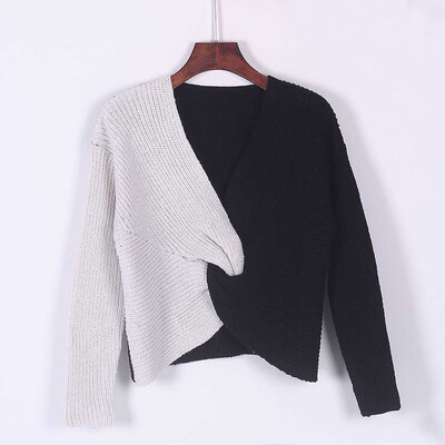 

〖Follure〗Womens V-neck Pullover Backless Crossover Sweater Long Sleeve Pullover