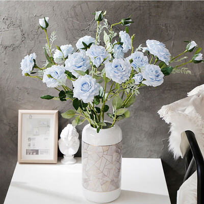 

Artificial Flower 3 Head Silk Plastic Rose Flower Plant Home Wedding Decor 65cm