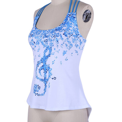 

Music Note Printed Tops Girls Swing Loose Casual Shirts Women Sleeveless Tees Lady Elegant Arts Style Girls New Style Tee