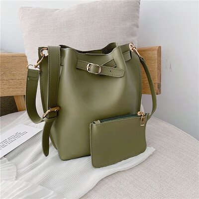 

North bag texture small bag women 2019 new Korean version of single shoulder Joker Messenger bag very simple bucket steamed stuffe