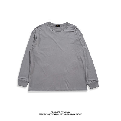 

MIJKO mens womens autumn new openwork clothes posing wash retro wind anti-worker double-faced loose long-sleeved t-shirt