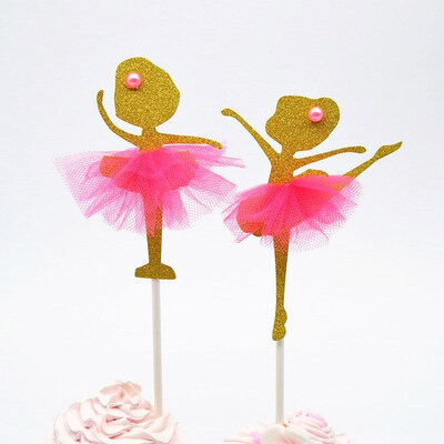 

FUNNYBUNNY Glitter Ballerina Dancing Girl Cupcake Toppers Wedding Bridal Shower Birthday Party Decoration Cake Topper
