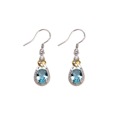 

Heart-shaped blue zircon Drop Earrings For Women Oval Wedding Dangle Earring Accessories