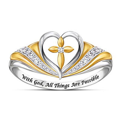 

New Cross Diamond Heart Ring 925 Sterling Silver Symbols Of God Love And The Faith You Hold In Your Heart